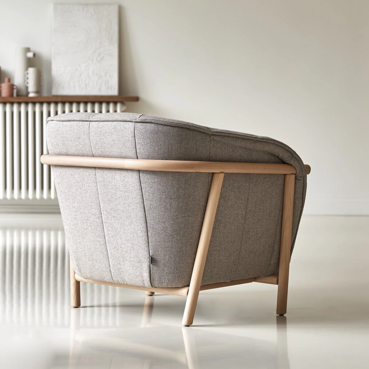 Yas - Fauteuil En Chêne Massif Et Tissu Gris 4 Yas - Fauteuil En Chêne Massif Et Tissu Gris – Image 4