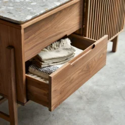 Isaure - Buffet En Noyer Massif Et Terrazzo Premium 140 Cm -Homezia Soldes Boutique 1200 1200 isaure buffet en noyer massif et terrazzo premium 140 cm 2