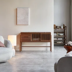 Isaure - Console En Noyer Massif Et Terrazzo Premium