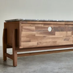 Isaure - Meuble TV En Noyer Massif Et Terrazzo Premium 140 Cm -Homezia Soldes Boutique 1200 1200 isaure meuble tv en noyer massif et terrazzo premium 140 cm 5