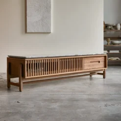 Isaure - Meuble TV En Noyer Massif Et Terrazzo Premium 175 Cm -Homezia Soldes Boutique 1200 1200 isaure meuble tv en noyer massif et terrazzo premium 175 cm 3