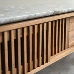 Isaure - Meuble TV En Noyer Massif Et Terrazzo Premium 175 Cm -Homezia Soldes Boutique 1200 1200 isaure meuble tv en noyer massif et terrazzo premium 175 cm 5