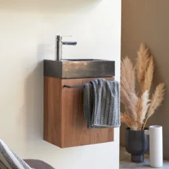 Stelle - Meuble Lave Main En Noyer Massif Et Marbre Black -Homezia Soldes Boutique 1200 1200 meuble lave main en noyer massif et marbre stelle black 3