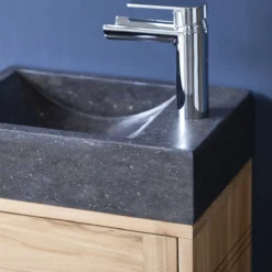 Basic - Meuble Lave Main En Teck Massif Et Marbre Black -Homezia Soldes Boutique 1200 1200 meuble lave main en teck massif et marbre basic black 2