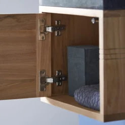 Basic - Meuble Lave Main En Teck Massif Et Marbre Black -Homezia Soldes Boutique 1200 1200 meuble lave main en teck massif et marbre basic black 4