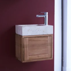 Basic - Meuble Lave Main En Teck Massif Et Marbre Cream 9 Basic - Meuble Lave Main En Teck Massif Et Marbre Cream -Homezia Soldes Boutique 1200 1200 meuble lave main en teck massif et marbre basic cream 3