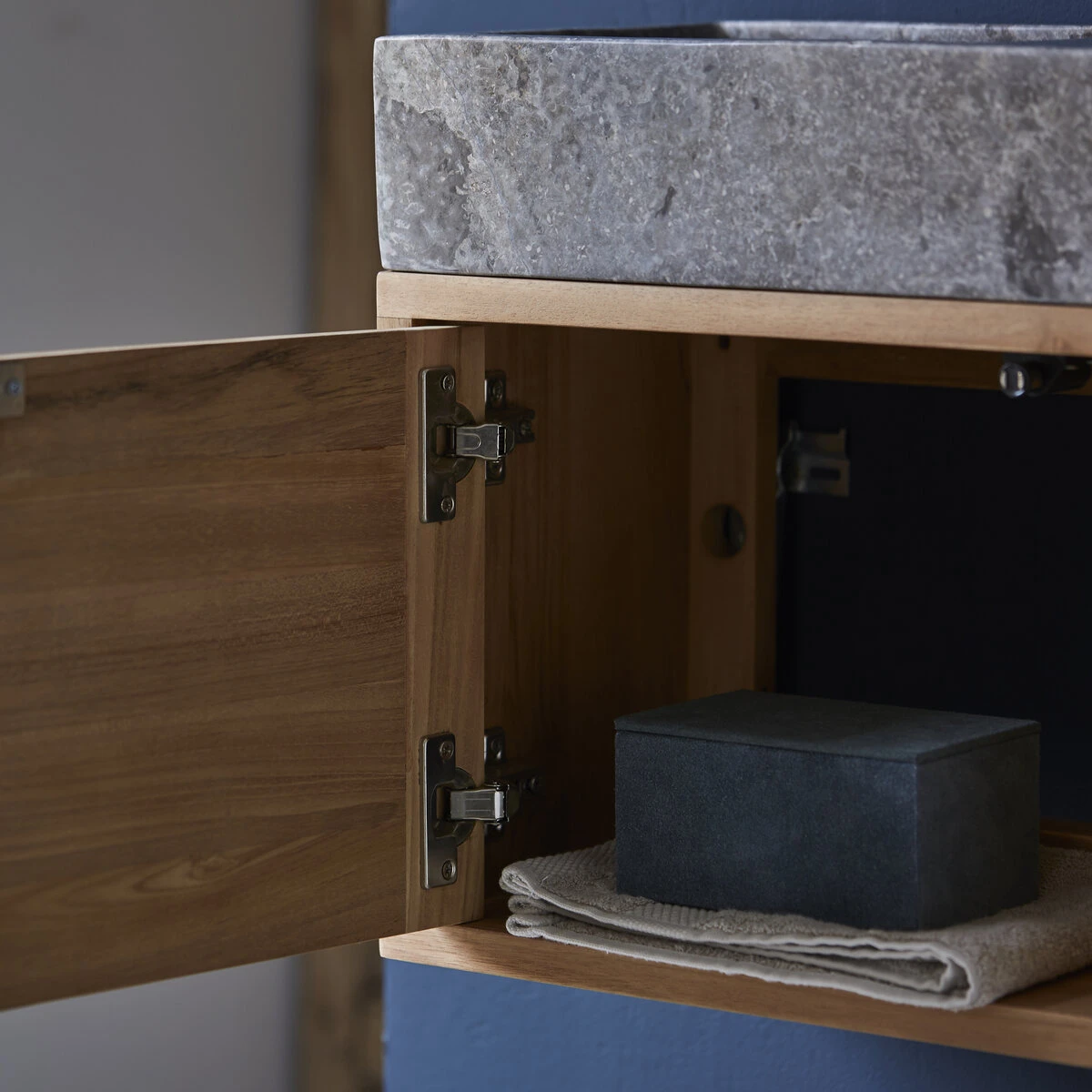 Basic - Meuble Lave Main En Teck Massif Et Marbre Grey 5 Basic - Meuble Lave Main En Teck Massif Et Marbre Grey – Image 5