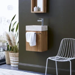 Stelle - Meuble Lave Main En Teck Massif Et Marbre Cream -Homezia Soldes Boutique 1200 1200 meuble lave main en teck massif et marbre stelle cream 3