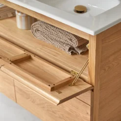 Easy - Meuble Salle De Bain En Chêne Massif Et Céramique 120 Cm -Homezia Soldes Boutique 1200 1200 meuble salle de bain en chene massif et ceramique easy 120 cm 5