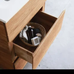 Karl - Meuble Salle De Bain En Chêne Massif Et Céramique 60 Cm -Homezia Soldes Boutique 1200 1200 meuble salle de bain en chene massif et ceramique karl 60 cm 4