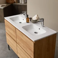 Nova - Meuble Salle De Bain En Chêne Massif Et Céramique 120 Cm -Homezia Soldes Boutique 1200 1200 meuble salle de bain en chene massif et ceramique nova 120 cm 4