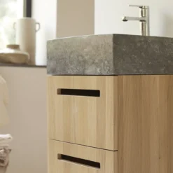 Line - Meuble Salle De Bain En Chêne Massif Et Marbre 40 Cm -Homezia Soldes Boutique 1200 1200 meuble salle de bain en chene massif et marbre line 40 cm 4