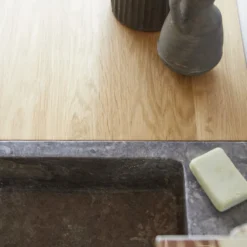 Line - Meuble Salle De Bain En Chêne Massif Et Marbre 85 Cm -Homezia Soldes Boutique 1200 1200 meuble salle de bain en chene massif et marbre line 85 cm 2