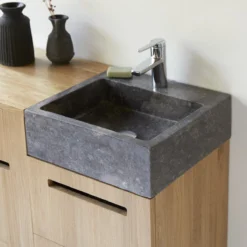 Line - Meuble Salle De Bain En Chêne Massif Et Marbre 85 Cm -Homezia Soldes Boutique 1200 1200 meuble salle de bain en chene massif et marbre line 85 cm 4