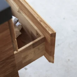 Karl - Meuble Salle De Bain En Chêne Massif Et Pierre De Lave 60 Cm -Homezia Soldes Boutique 1200 1200 meuble salle de bain en chene massif et pierre de lave karl 60 cm 2