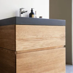 Karl - Meuble Salle De Bain En Chêne Massif Et Pierre De Lave 60 Cm -Homezia Soldes Boutique 1200 1200 meuble salle de bain en chene massif et pierre de lave karl 60 cm 6