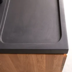 Nova - Meuble Salle De Bain En Chêne Massif Et Pierre De Lave 120 Cm -Homezia Soldes Boutique 1200 1200 meuble salle de bain en chene massif et pierre de lave nova 120 cm 2