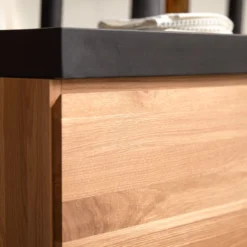 Nova - Meuble Salle De Bain En Chêne Massif Et Pierre De Lave 120 Cm -Homezia Soldes Boutique 1200 1200 meuble salle de bain en chene massif et pierre de lave nova 120 cm 5