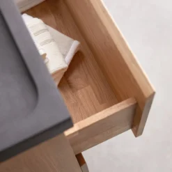 Nova - Meuble Salle De Bain En Chêne Massif Et Pierre De Lave 80 Cm -Homezia Soldes Boutique 1200 1200 meuble salle de bain en chene massif et pierre de lave nova 80 cm 6