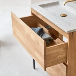 Nova - Meuble Salle De Bain En Chêne Massif Et Terrazzo Premium Moon 80 Cm 9 Nova - Meuble Salle De Bain En Chêne Massif Et Terrazzo Premium Moon 80 Cm -Homezia Soldes Boutique 1200 1200 meuble salle de bain en chene massif et terrazzo premium moon 80 nova 4