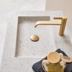 Nova - Meuble Salle De Bain En Chêne Massif Et Terrazzo Premium Moon 120 Cm -Homezia Soldes Boutique 1200 1200 meuble salle de bain en chene massif et terrazzo premium moon nova 120 cm 3