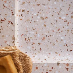 Nova - Meuble Salle De Bain En Chêne Massif Et Terrazzo Premium Pink 80 Cm -Homezia Soldes Boutique 1200 1200 meuble salle de bain en chene massif et terrazzo premium pink 80 nova 5