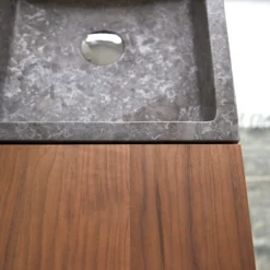 Line - Meuble Salle De Bain En Noyer Massif Et Marbre 85 Cm -Homezia Soldes Boutique 1200 1200 meuble salle de bain en noyer massif et marbre line 85 cm 2