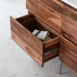 Nova - Meuble Salle De Bain En Palissandre Massif Et Terrazzo Premium Moon 120 -Homezia Soldes Boutique 1200 1200 meuble salle de bain en palissandre massif et terrazzo premium moon 120 nova 2