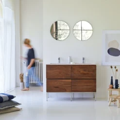 Nova - Meuble Salle De Bain En Palissandre Massif Et Terrazzo Premium Pink 120