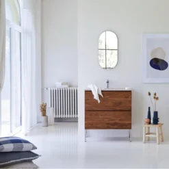 Nova - Meuble Salle De Bain En Palissandre Massif Et Terrazzo Premium Pink 80