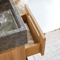 Line - Meuble Salle De Bain En Teck Massif Et Marbre 40 Cm -Homezia Soldes Boutique 1200 1200 meuble salle de bain en teck massif et marbre line 40 cm 5