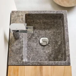 Line - Meuble Salle De Bain En Teck Massif Et Marbre 85 Cm -Homezia Soldes Boutique 1200 1200 meuble salle de bain en teck massif et marbre line 85 cm 2