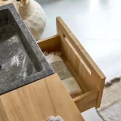 Line - Meuble Salle De Bain En Teck Massif Et Marbre 85 Cm -Homezia Soldes Boutique 1200 1200 meuble salle de bain en teck massif et marbre line 85 cm 8