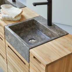 Slats - Meuble Salle De Bain En Teck Massif Et Marbre 150 Cm -Homezia Soldes Boutique 1200 1200 meuble salle de bain en teck massif et marbre slats 150 cm 4