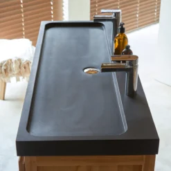 Edgar - Meuble Salle De Bain En Teck Massif Et Pierre De Lave 120 Cm -Homezia Soldes Boutique 1200 1200 meuble salle de bain en teck massif et pierre de lave edgar 120 cm 2