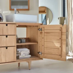 Jonàk - Meuble Sous Vasque En Chêne Massif 145 Cm -Homezia Soldes Boutique 1200 1200 meuble sous vasque en chene massif jonak 145 cm 5