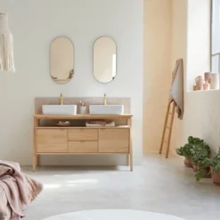 Pola - Meuble Sous Vasque En Chêne Massif 140 Cm -Homezia Soldes Boutique 1200 1200 meuble sous vasque en chene massif pola 140 cm 5