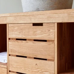 Serena - Meuble Sous Vasque En Chêne Massif 100 Cm -Homezia Soldes Boutique 1200 1200 meuble sous vasque en chene massif serena 100 cm 3