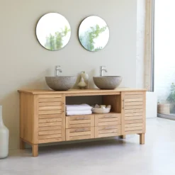 Soho - Meuble Sous Vasque En Chêne Massif 165 Cm -Homezia Soldes Boutique 1200 1200 meuble sous vasque en chene massif soho 165 cm 3