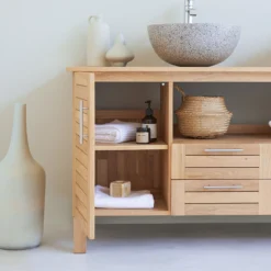 Soho - Meuble Sous Vasque En Chêne Massif 165 Cm -Homezia Soldes Boutique 1200 1200 meuble sous vasque en chene massif soho 165 cm 4