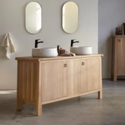 Volute - Meuble Sous Vasque En Chêne Massif 160 Cm -Homezia Soldes Boutique 1200 1200 meuble sous vasque en chene massif volute 160 cm 3
