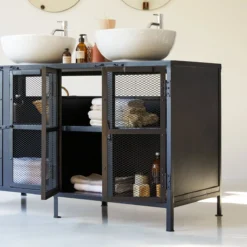 Romy - Meuble Sous Vasque En Manguier Et Métal 140 Cm -Homezia Soldes Boutique 1200 1200 meuble sous vasque en manguier et metal romy 140 cm 2