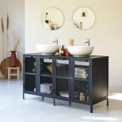 Romy - Meuble Sous Vasque En Manguier Et Métal 140 Cm -Homezia Soldes Boutique 1200 1200 meuble sous vasque en manguier et metal romy 140 cm 3