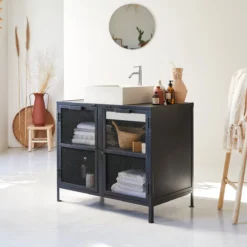 Romy - Meuble Sous Vasque En Manguier Et Métal 95 Cm -Homezia Soldes Boutique 1200 1200 meuble sous vasque en manguier et metal romy 95 cm 3