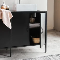 Arsène - Meuble Sous Vasque En Manguier Massif Et Métal 140 Cm -Homezia Soldes Boutique 1200 1200 meuble sous vasque en manguier massif et metal arsene 140 cm 2