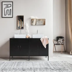 Arsène - Meuble Sous Vasque En Manguier Massif Et Métal 140 Cm