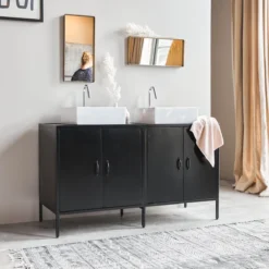 Arsène - Meuble Sous Vasque En Manguier Massif Et Métal 140 Cm -Homezia Soldes Boutique 1200 1200 meuble sous vasque en manguier massif et metal arsene 140 cm 3