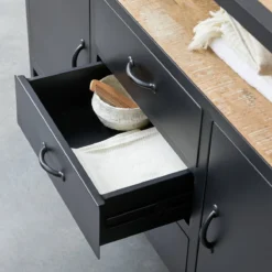 Industriel - Meuble Sous Vasque En Manguier Massif Et Métal 140 Cm -Homezia Soldes Boutique 1200 1200 meuble sous vasque en manguier massif et metal industriel 140 cm 2