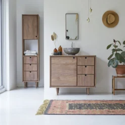 Jonàk - Meuble Sous Vasque En Noyer Massif 95 Cm