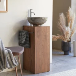 Stelle - Meuble Sous Vasque En Noyer Massif Gauche -Homezia Soldes Boutique 1200 1200 meuble sous vasque en noyer massif stelle gauche 3